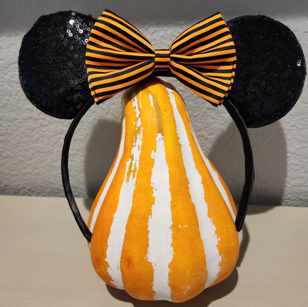 Minnie Mouse Ears Stripe Bow Headband